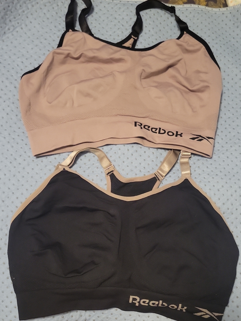 Reebok Two-Tone Sports Bras in Blush and Black